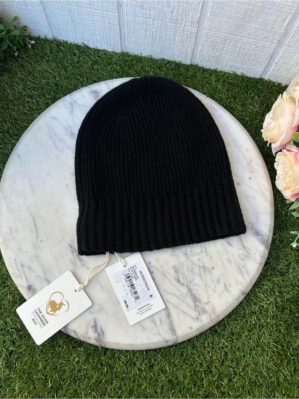Rib Cashmere Beanie Nordstrom Black Rock/new $45